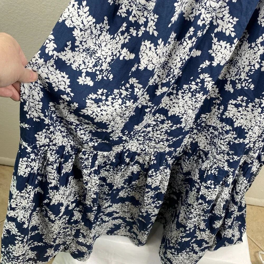 NWT Abercrombie & Fitch Dress Floral Sleeveless Low Back Boho Resort Blue Sz XL
